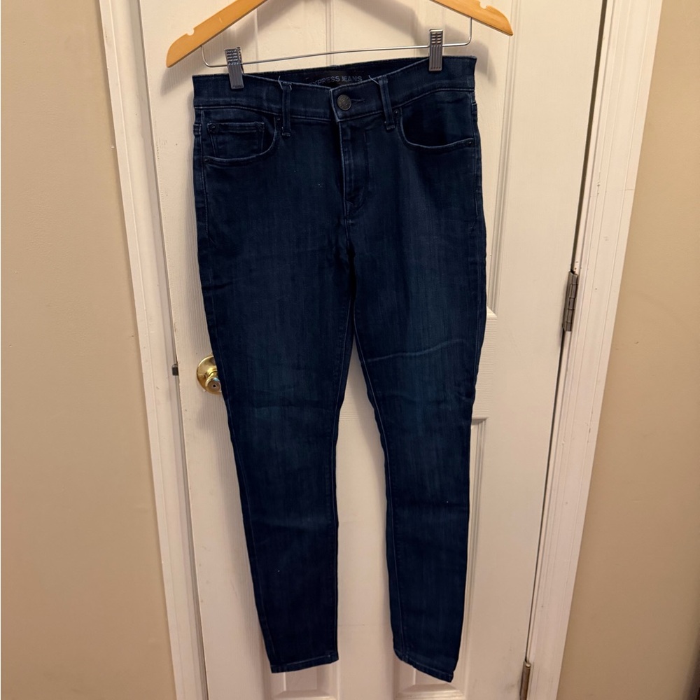 Express Dark Blue Straight Leg Jeans